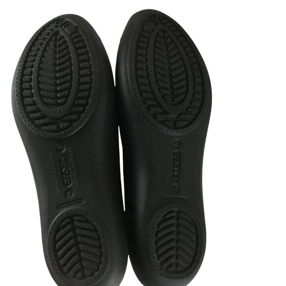 Crocs Malinidi Black Waterproof Peep Toe Slingback Shoes Size 6 Flat Comfort - Picture 6 of 10